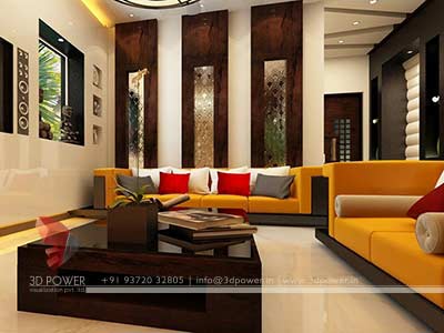 modern bungalow living room 3d design